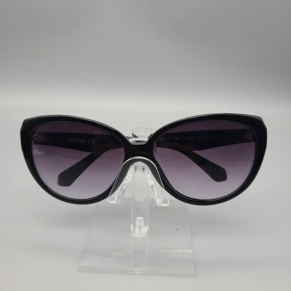 Kenneth Cole Reaction Black Butterfly Sunglasses Leopard Print Arms KC2738 01B